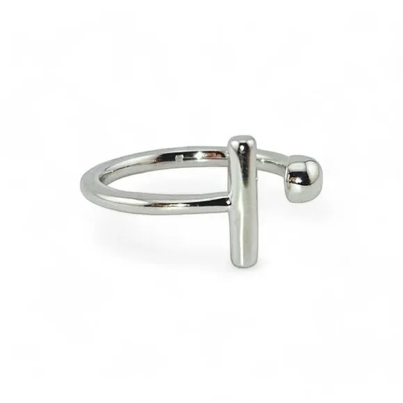 Sterling Silver 925 Bar & Ball Ring - Picture 4 of 5